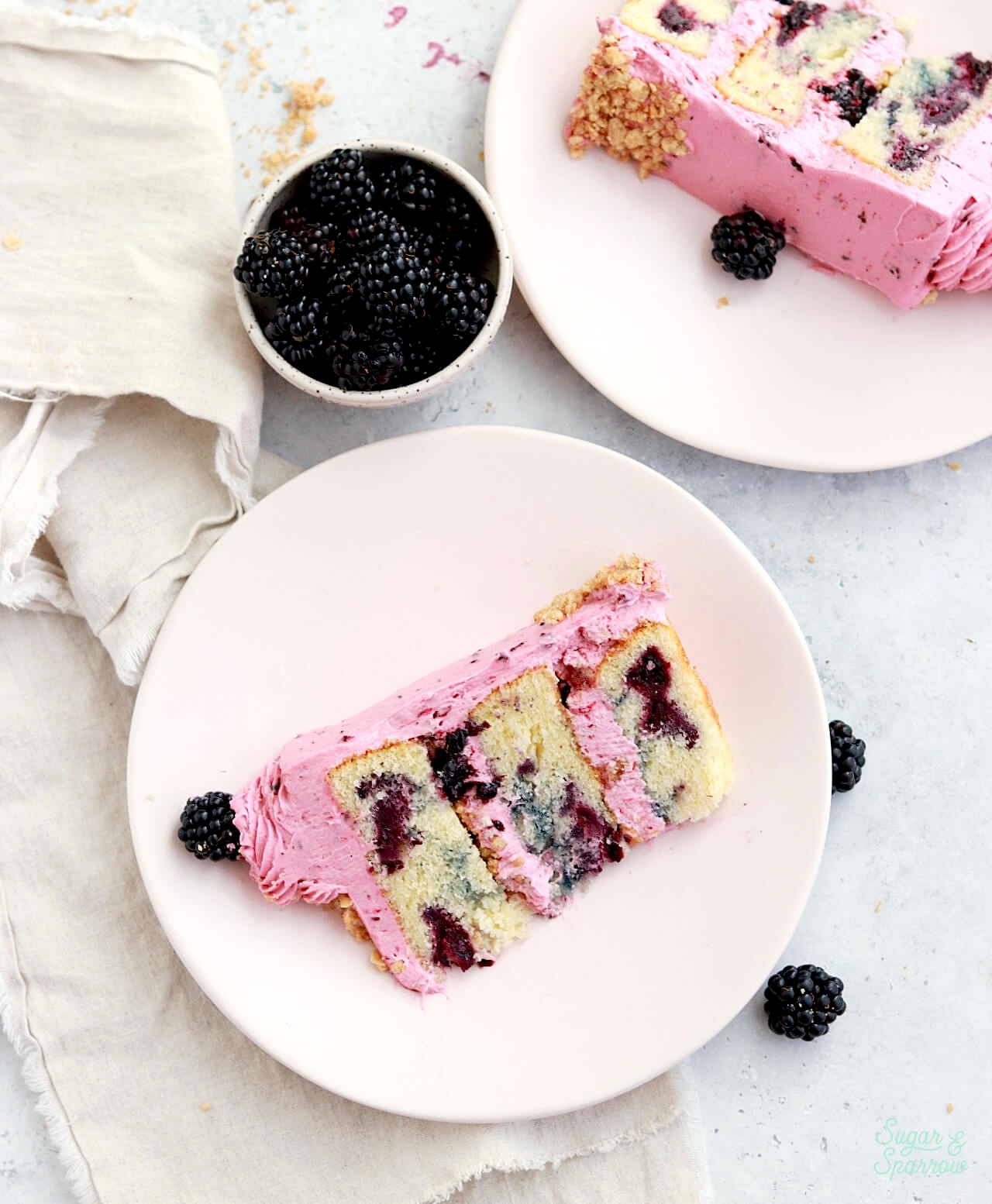 blackberry cake recipe by sugar and sparrow