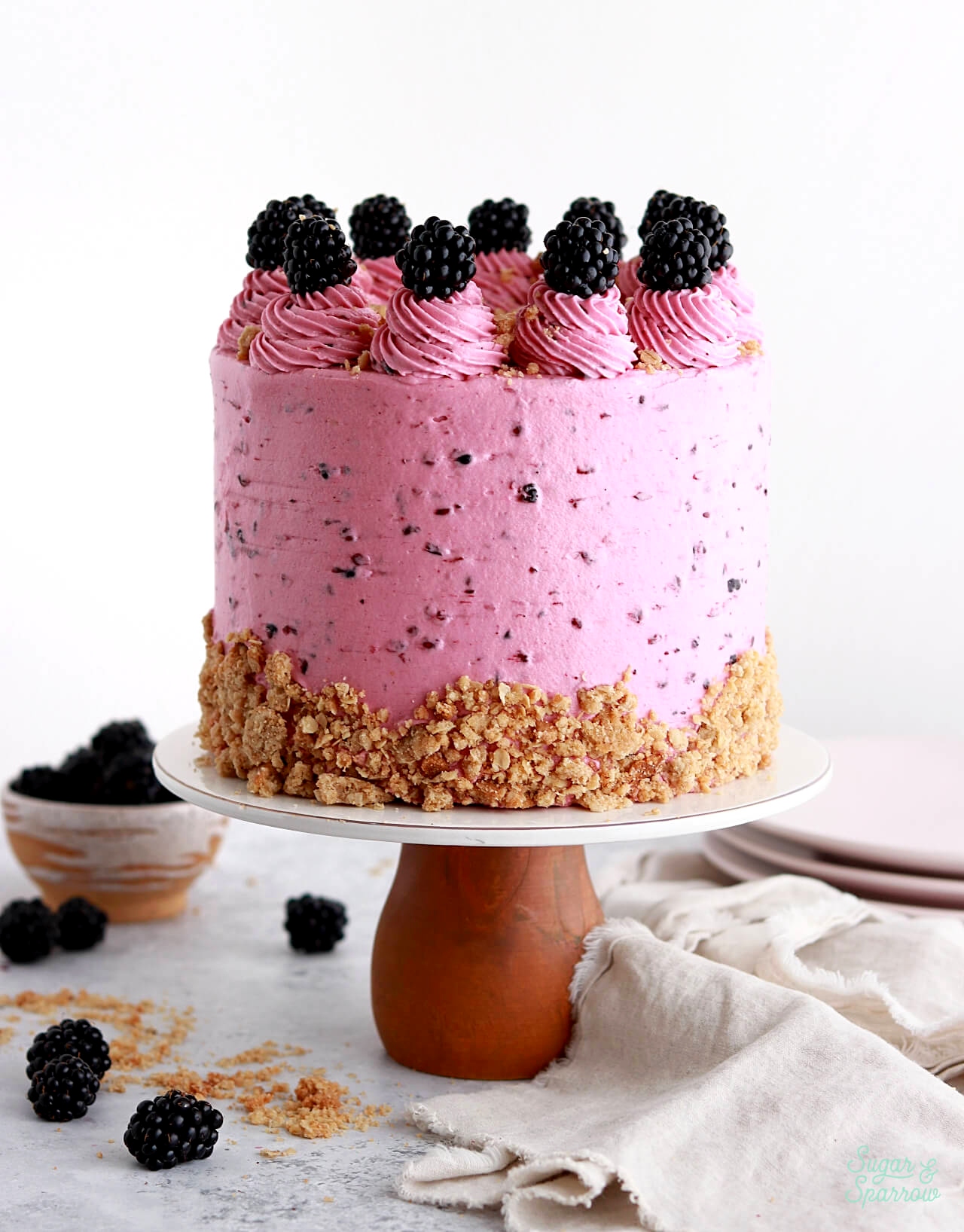 blackberry cake recipe by sugar and sparrow