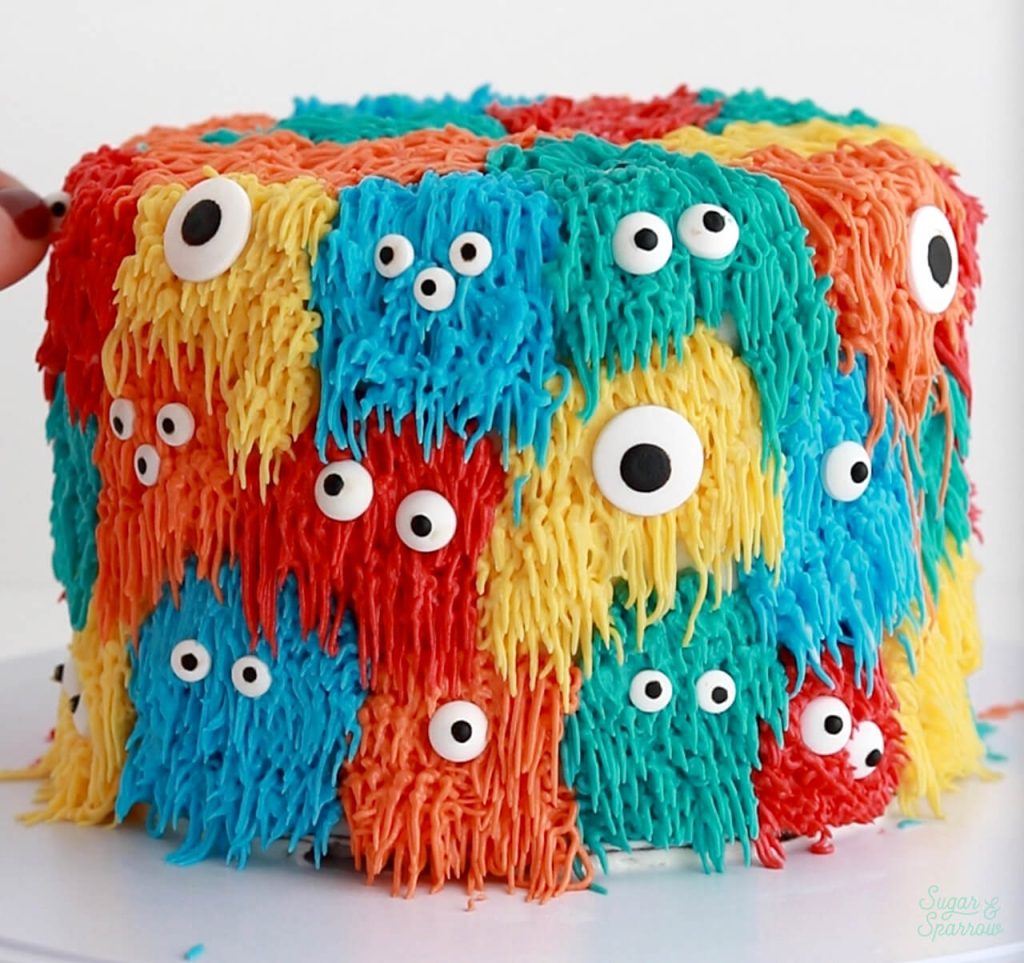 buttercream monster shag cake tutorial