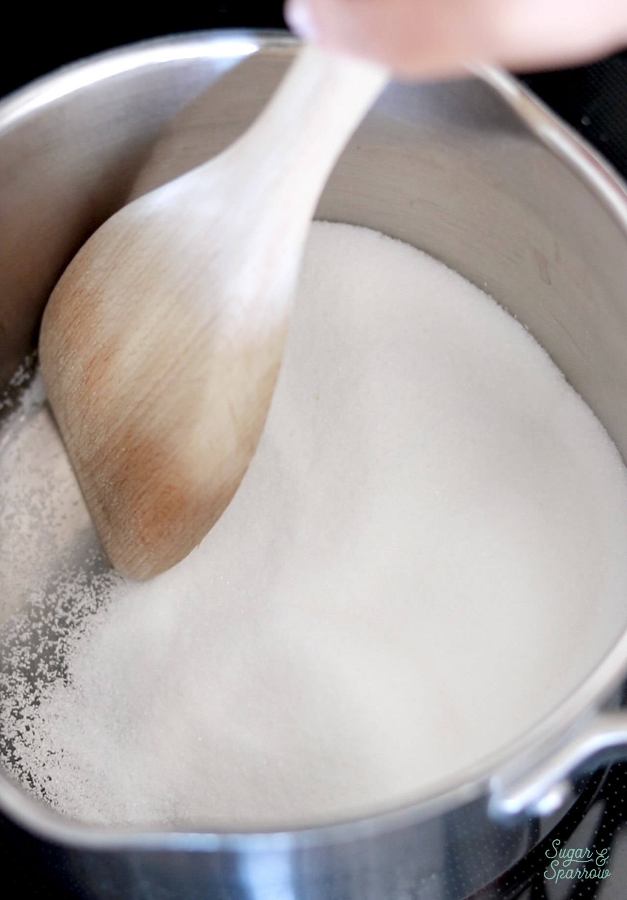 granulated sugar in a saucepan