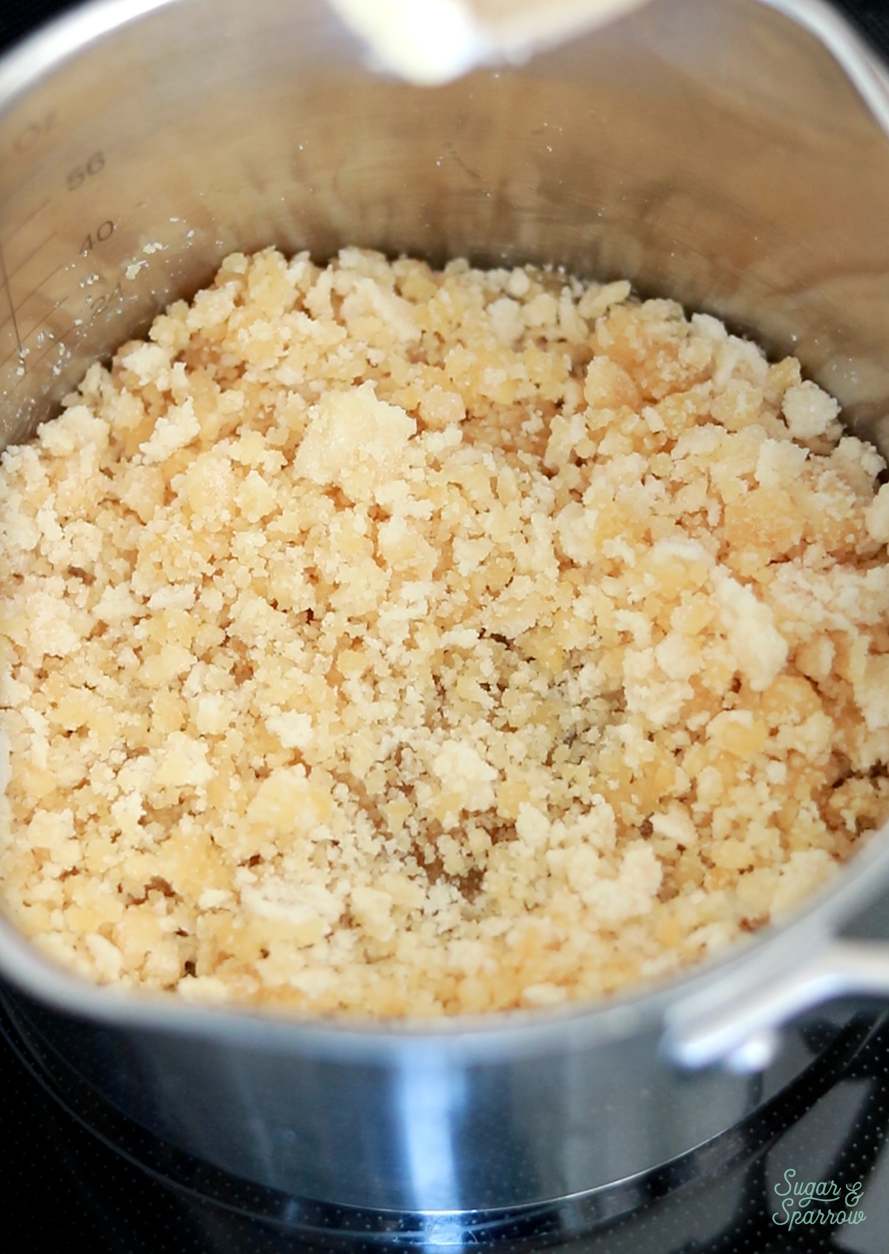 granulated sugar clumping as it melts