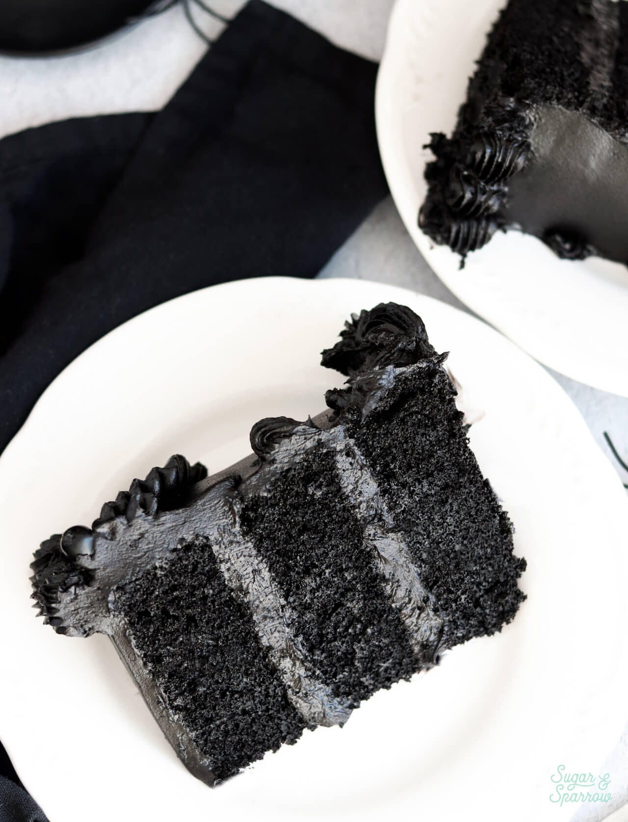 black cake with black frosting recipe