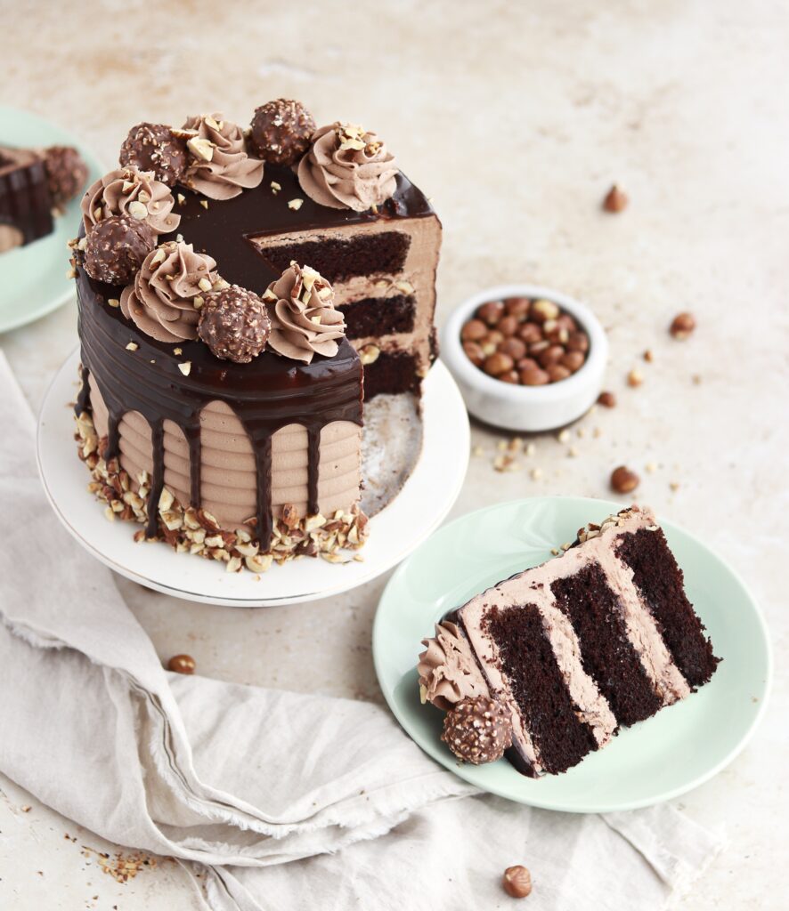 ferrero rocher cake by sugar and sparrow