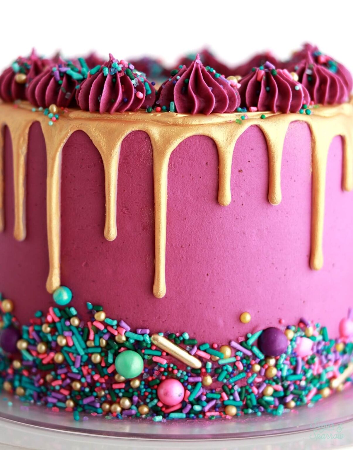 Gold Ganache Drip Cake Tutorial Sugar & Sparrow