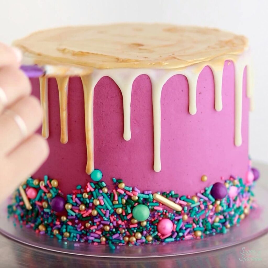 how to paint drip cake gold