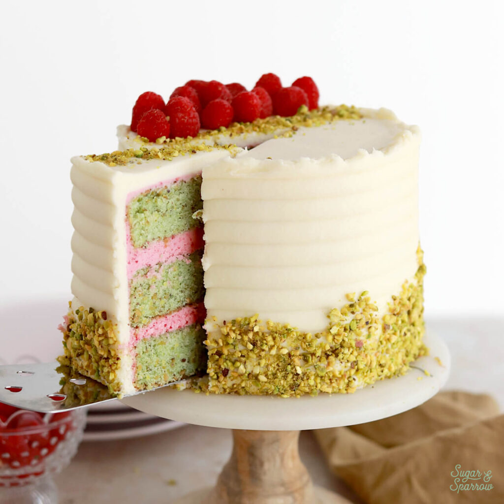 Pistachio cake recipe by sugar and sparrow
