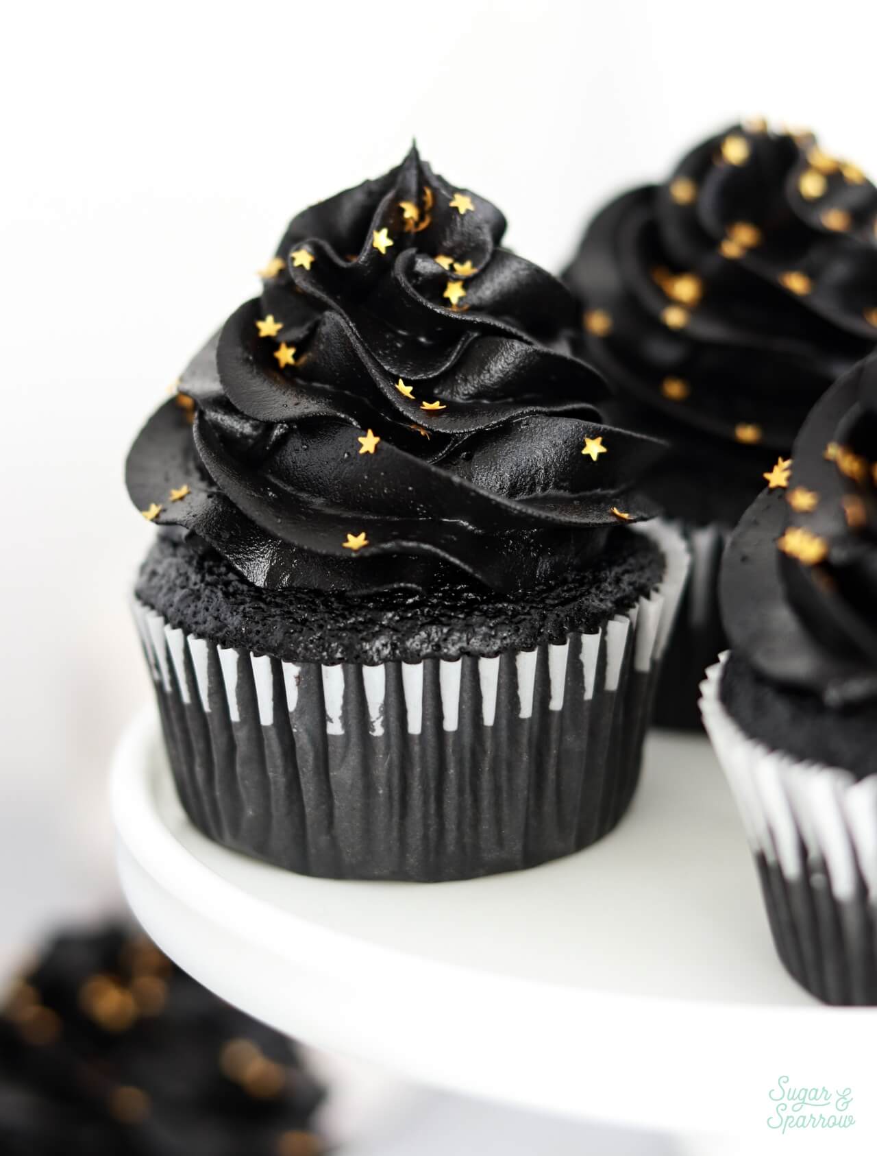 black cupcakes with black buttercream