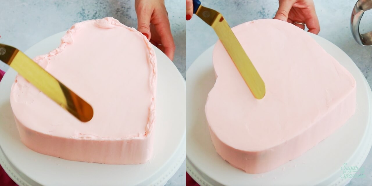 how to frost a heart shaped cake with a smooth buttercream finish