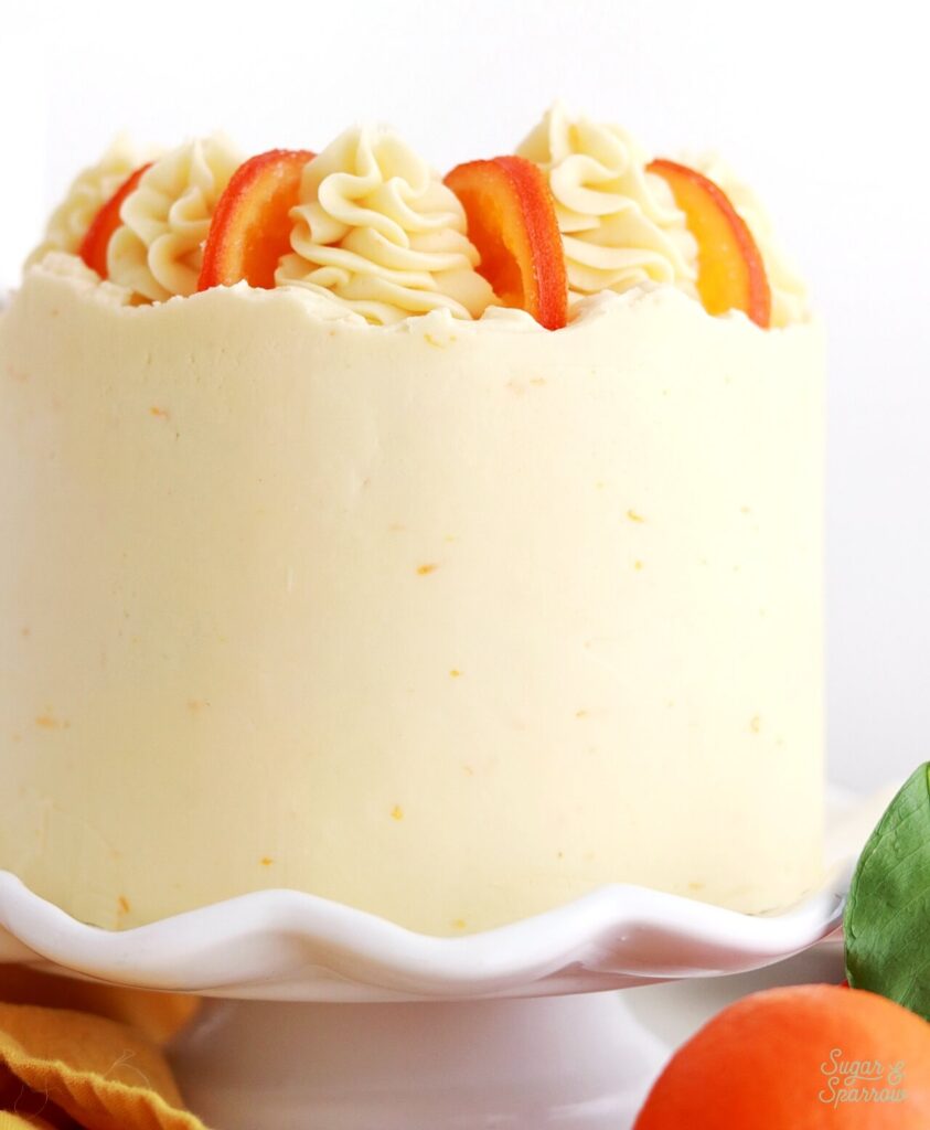 champagne cake with orange buttercream