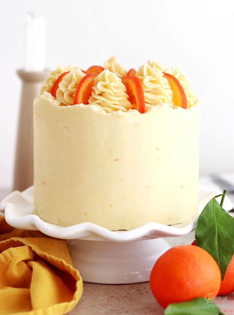 champagne layer cake recipe with orange buttercream