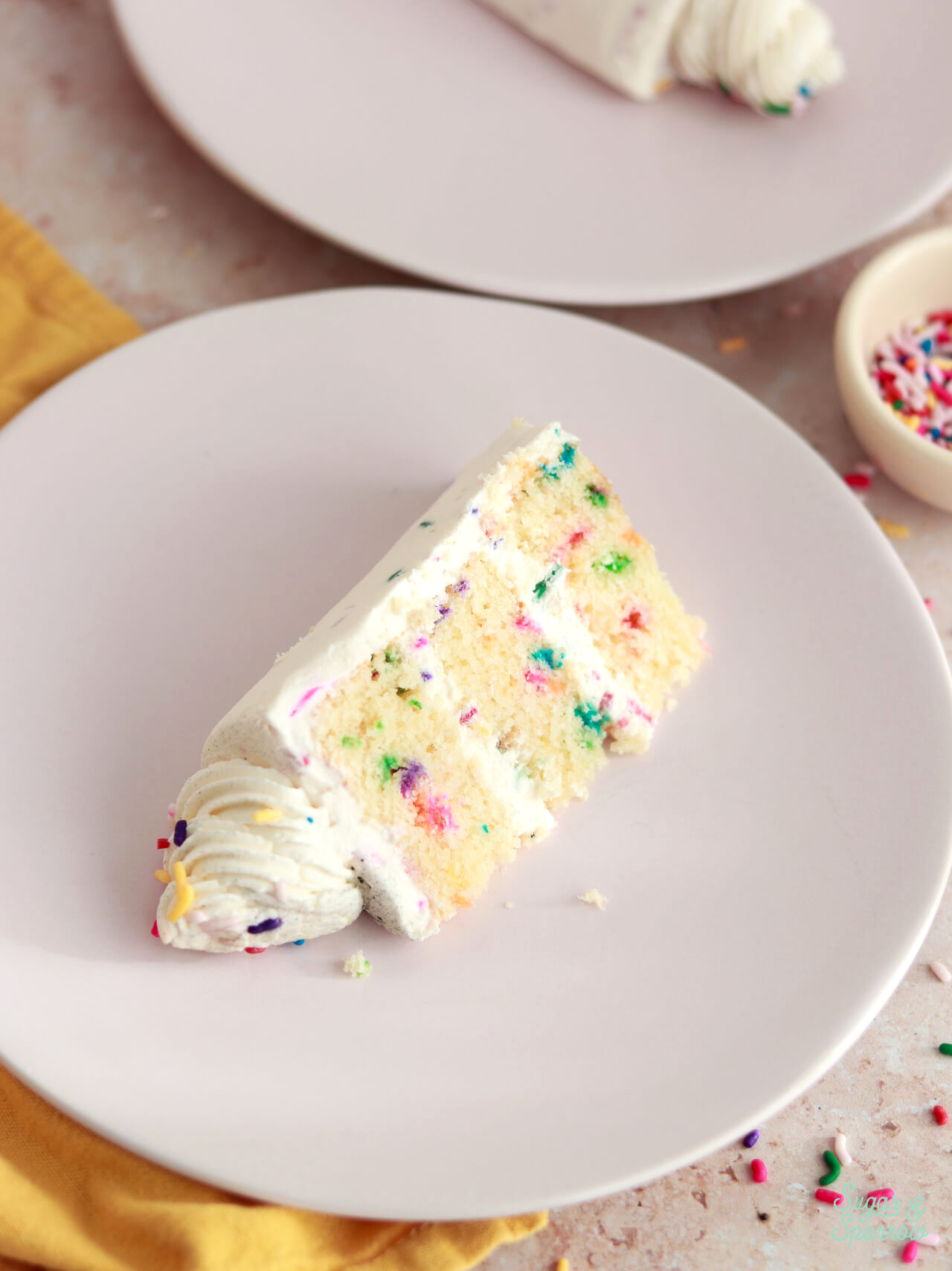 small batch funfetti cake slice