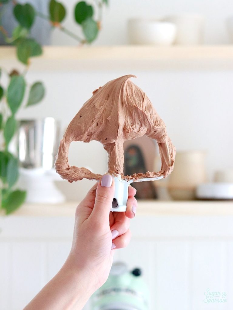 mocha buttercream recipe by sugar and sparrow
