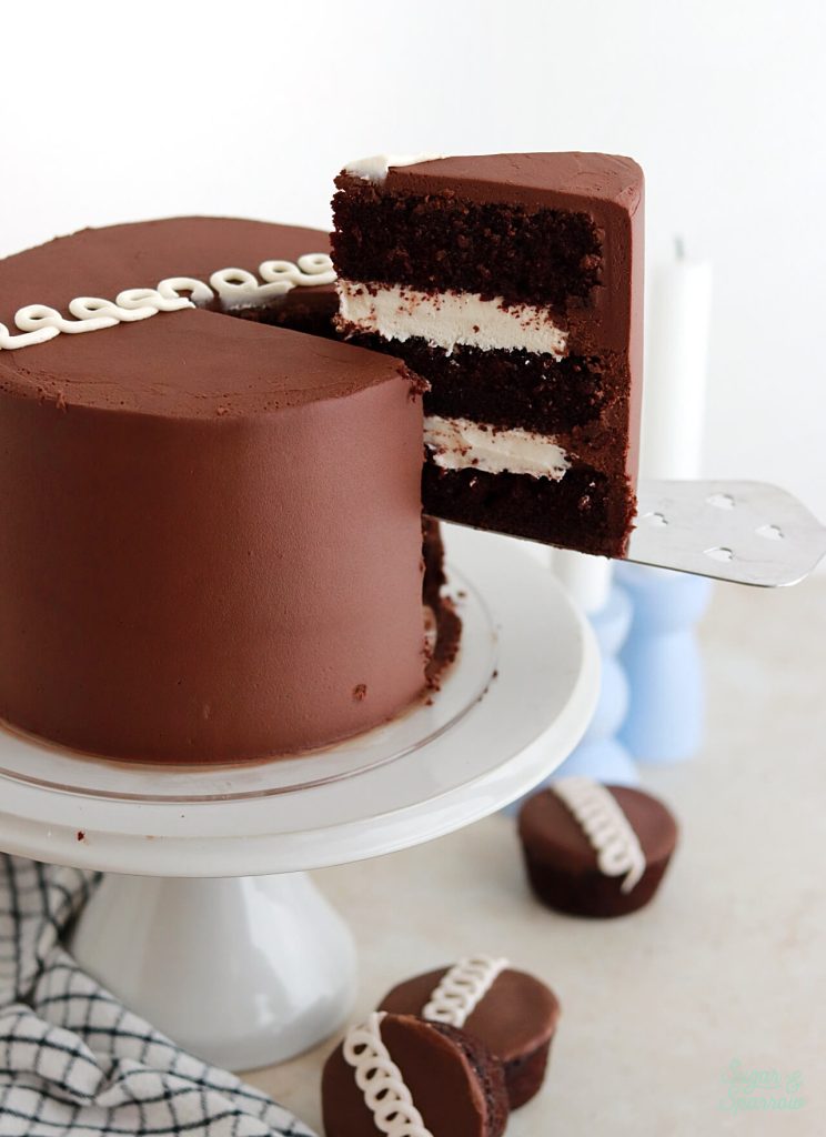 hostess cupcake layer cake recipe by sugar and sparrow
