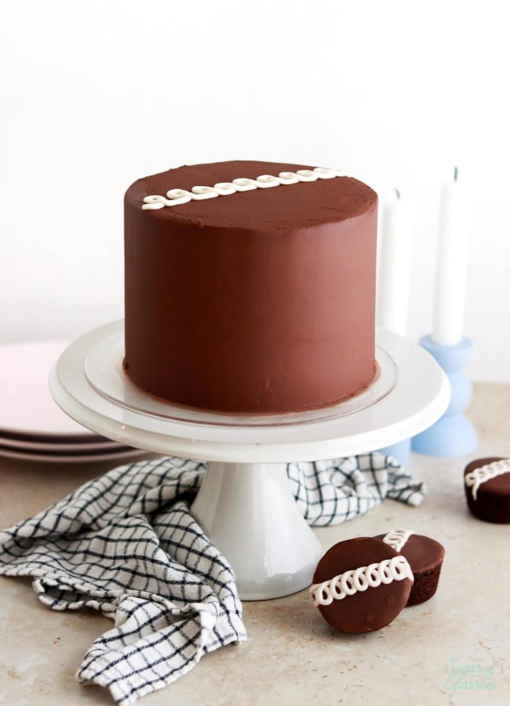 hostess cupcake layer cake with marshmallow filling