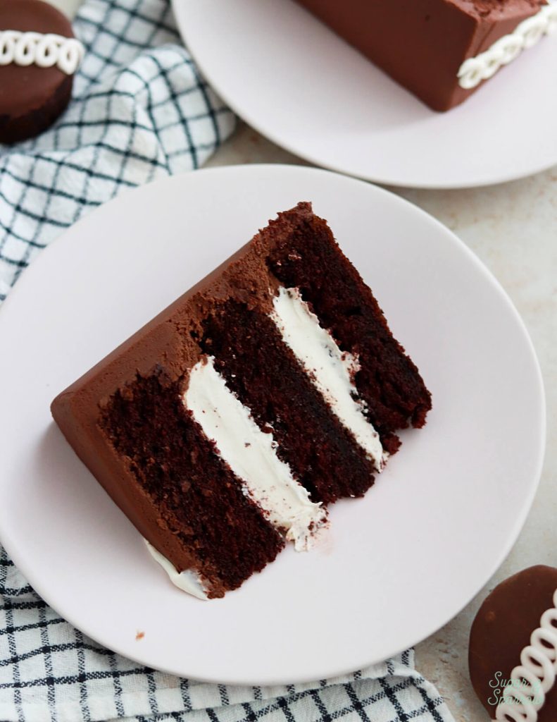 chocolate marshmallow cake with chocolate ganache frosting