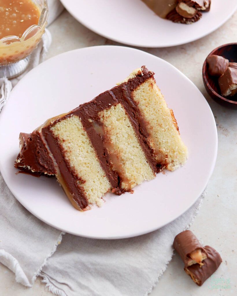 Twix cake with caramel filling