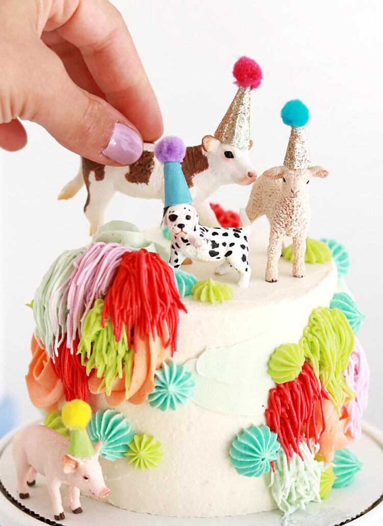 diy animals in party hats cake toppers
