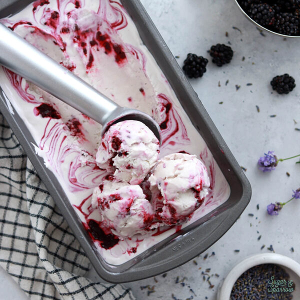 blackberry lavender no churn ice cream