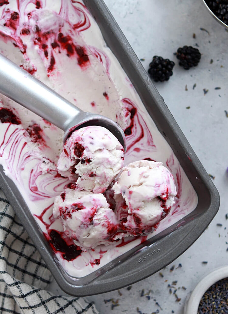 blackberry lavender no churn ice cream