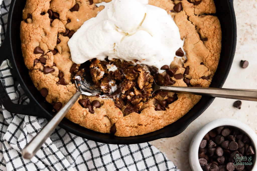 brown butter chocolate chip skillet cookie recipe