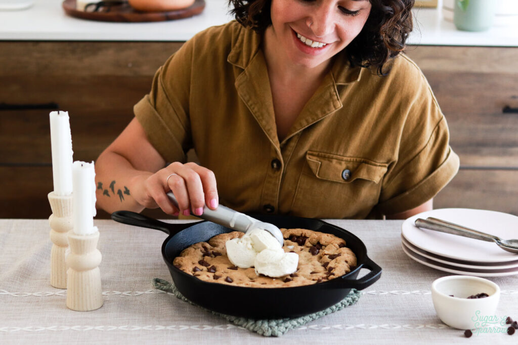 sugar and sparrow chocolate chip cookie skillet