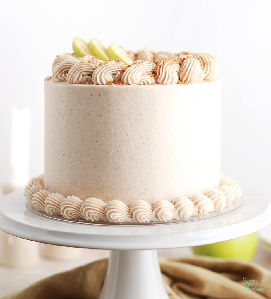 apple spice layer cake recipe with cinnamon-vanilla buttercream