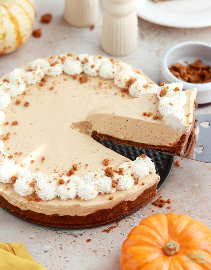 no bake pumpkin cheesecake with biscoff cookie crust recipe