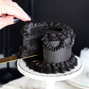 mini black velvet layer cake