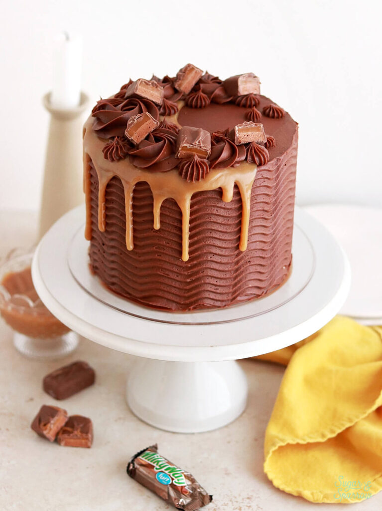 milky way cake recipe with caramel and nougat filling