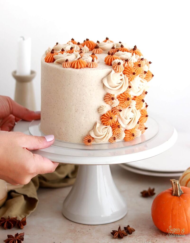 chai pumpkin cake recipe by sugar and sparrow