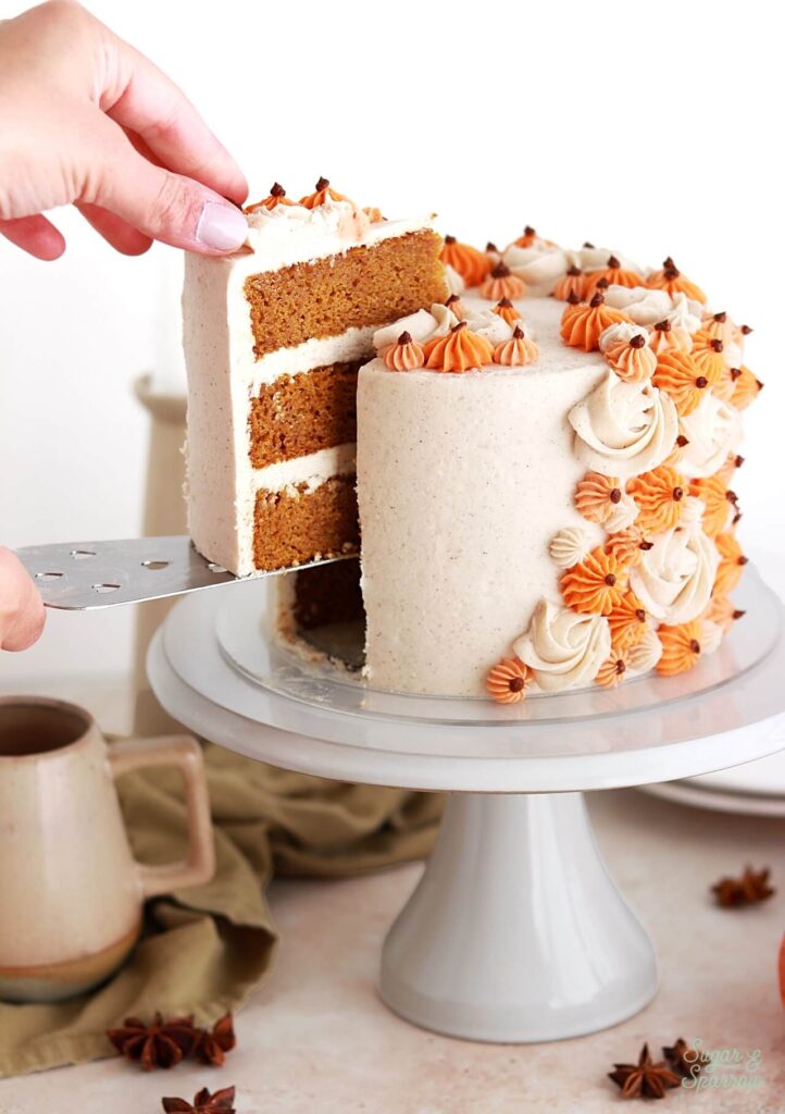 chai pumpkin cake with chai buttercream recipe by sugar and sparrow