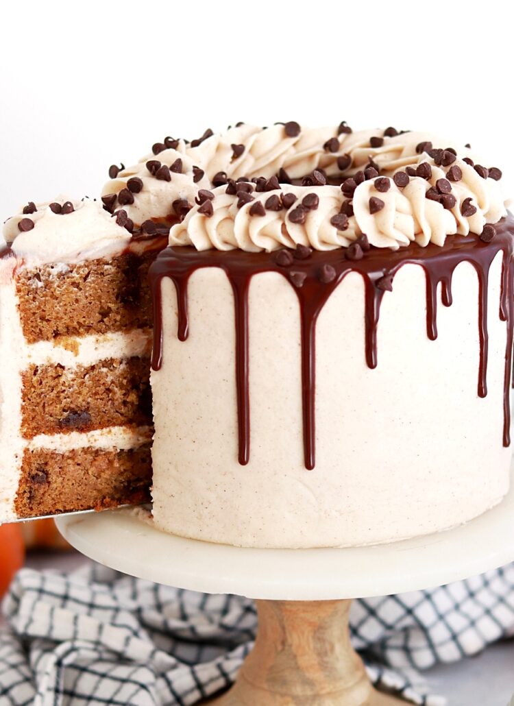 pumpkin chocolate chip cake by sugar and sparrow