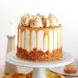 salted caramel banana cake with brown butter frosting