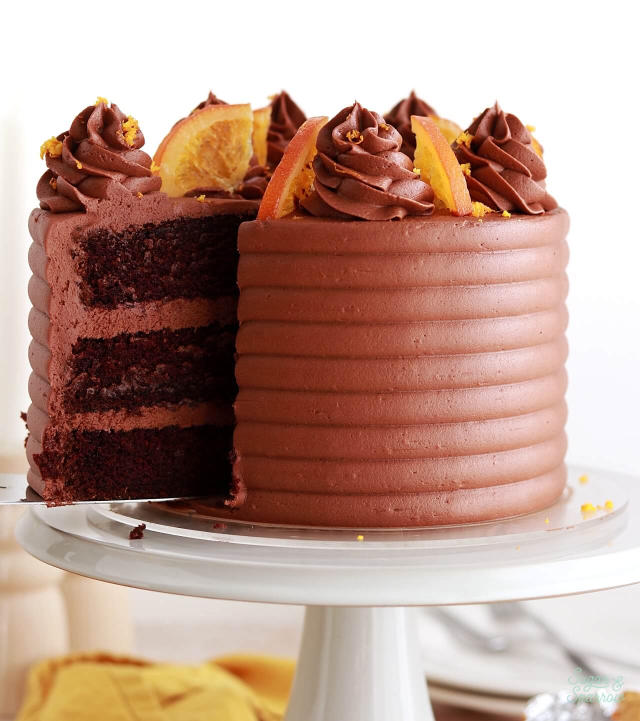 chocolate orange cake recipe by sugar and sparrow