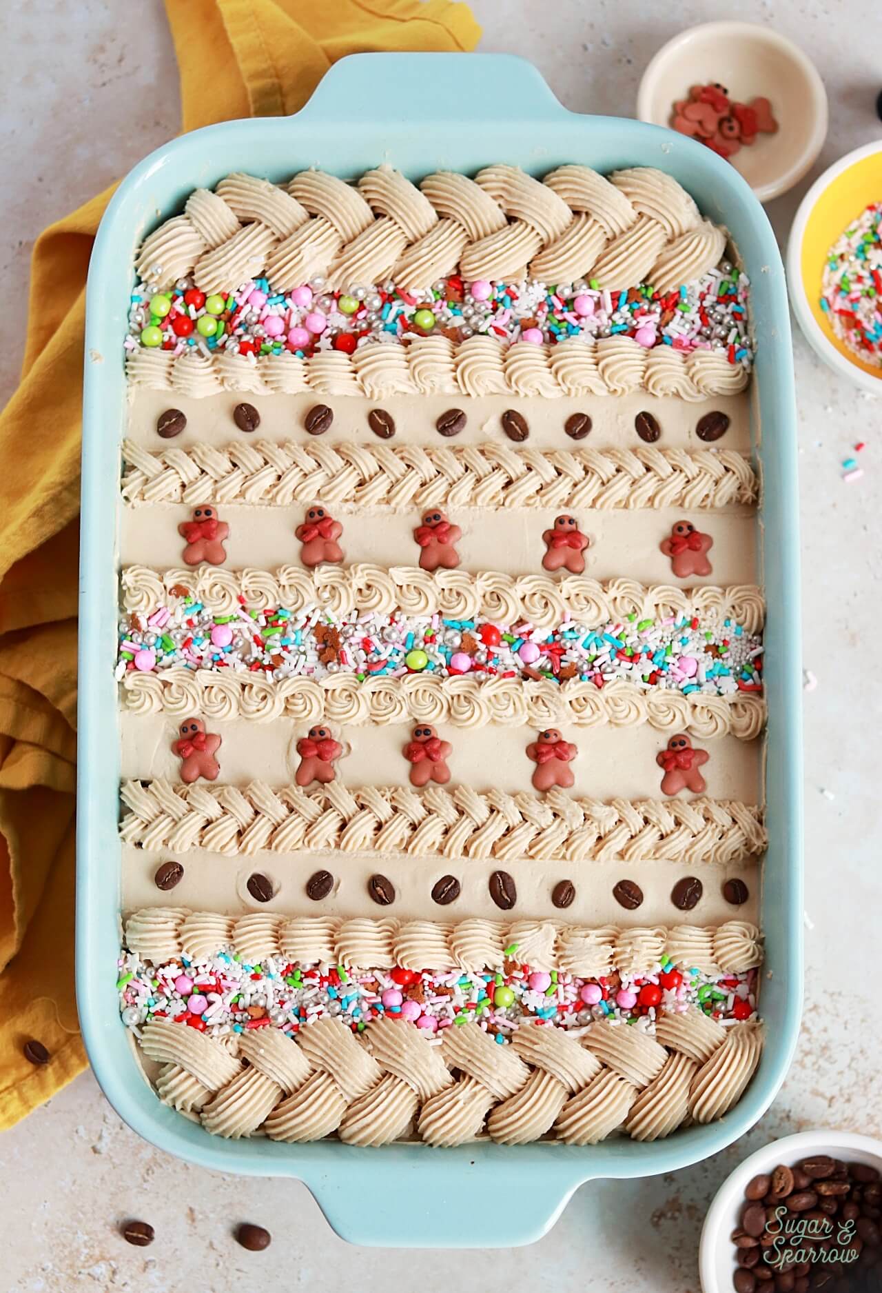 gingerbread sheet cake with coffee buttercream