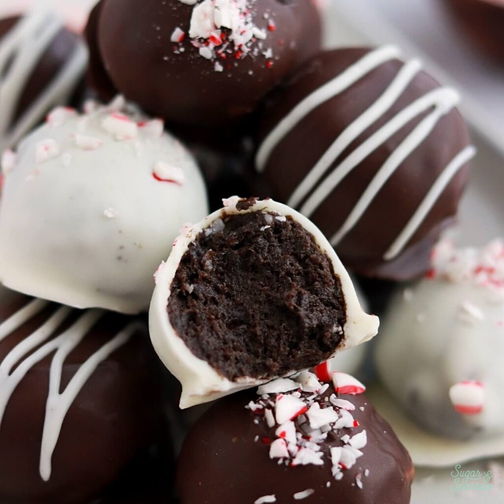 peppermint oreo truffles coated in chocolate
