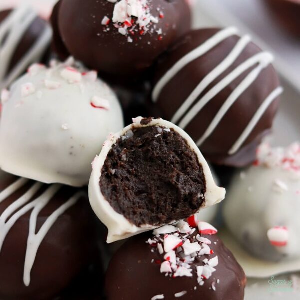 peppermint oreo truffles coated in chocolate