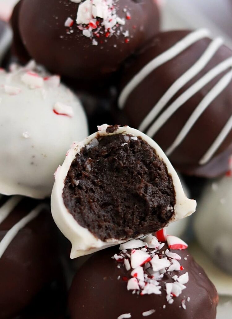 peppermint oreo truffles coated in chocolate