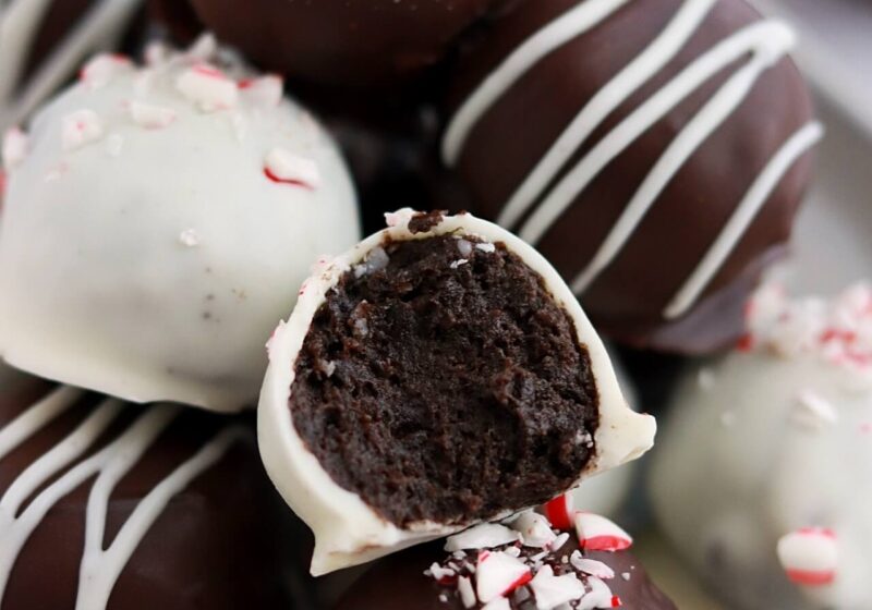 peppermint oreo truffles coated in chocolate