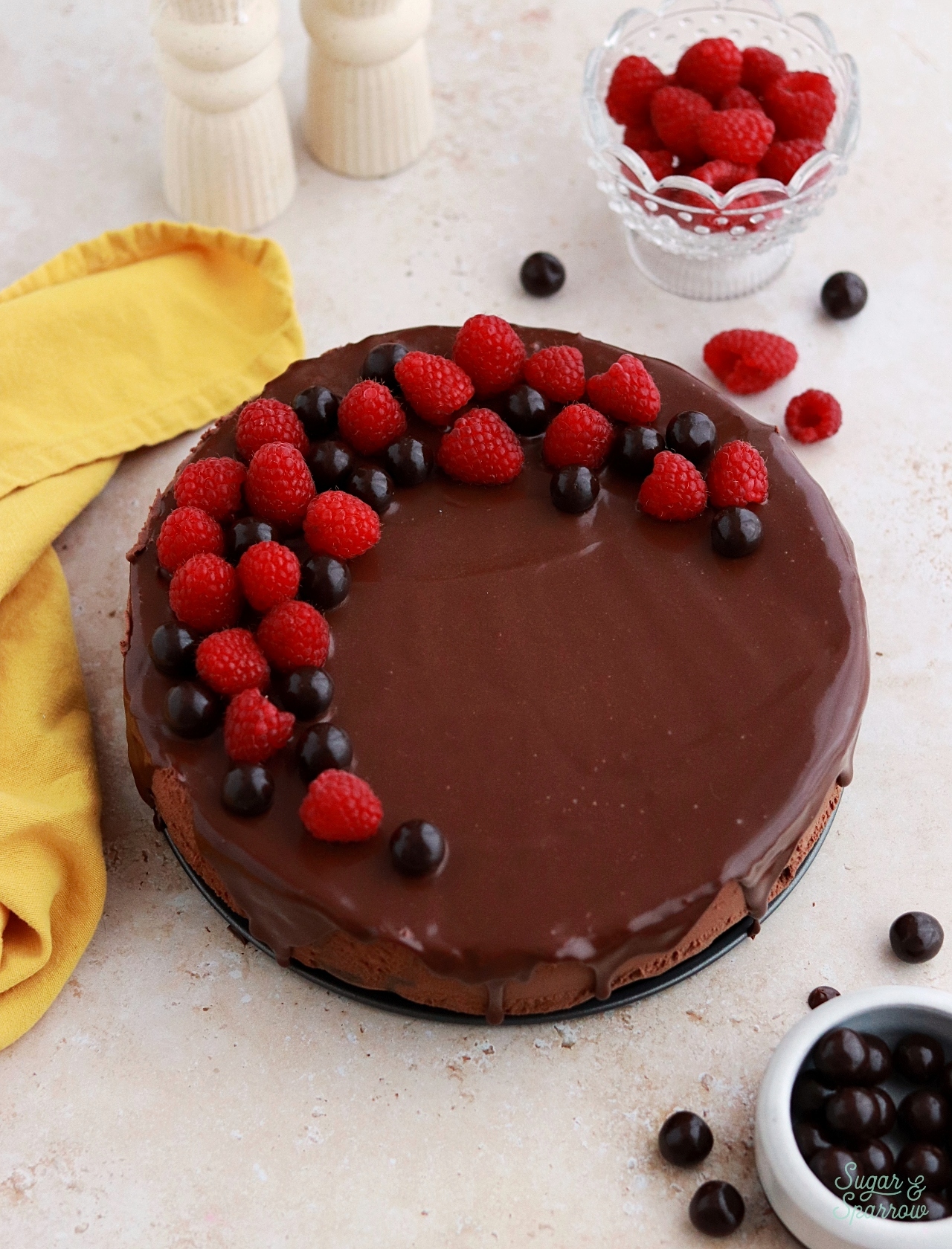 chocolate cake with chocolate mousse and chocolate ganache