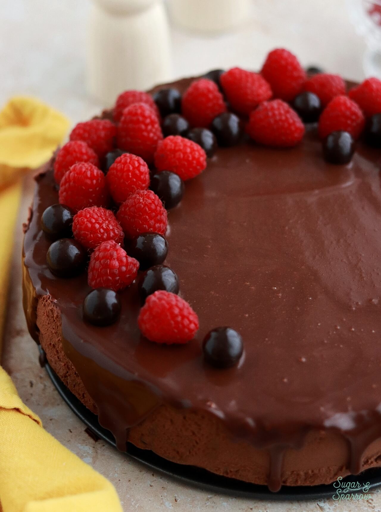 chocolate mousse cake with chocolate ganache topping