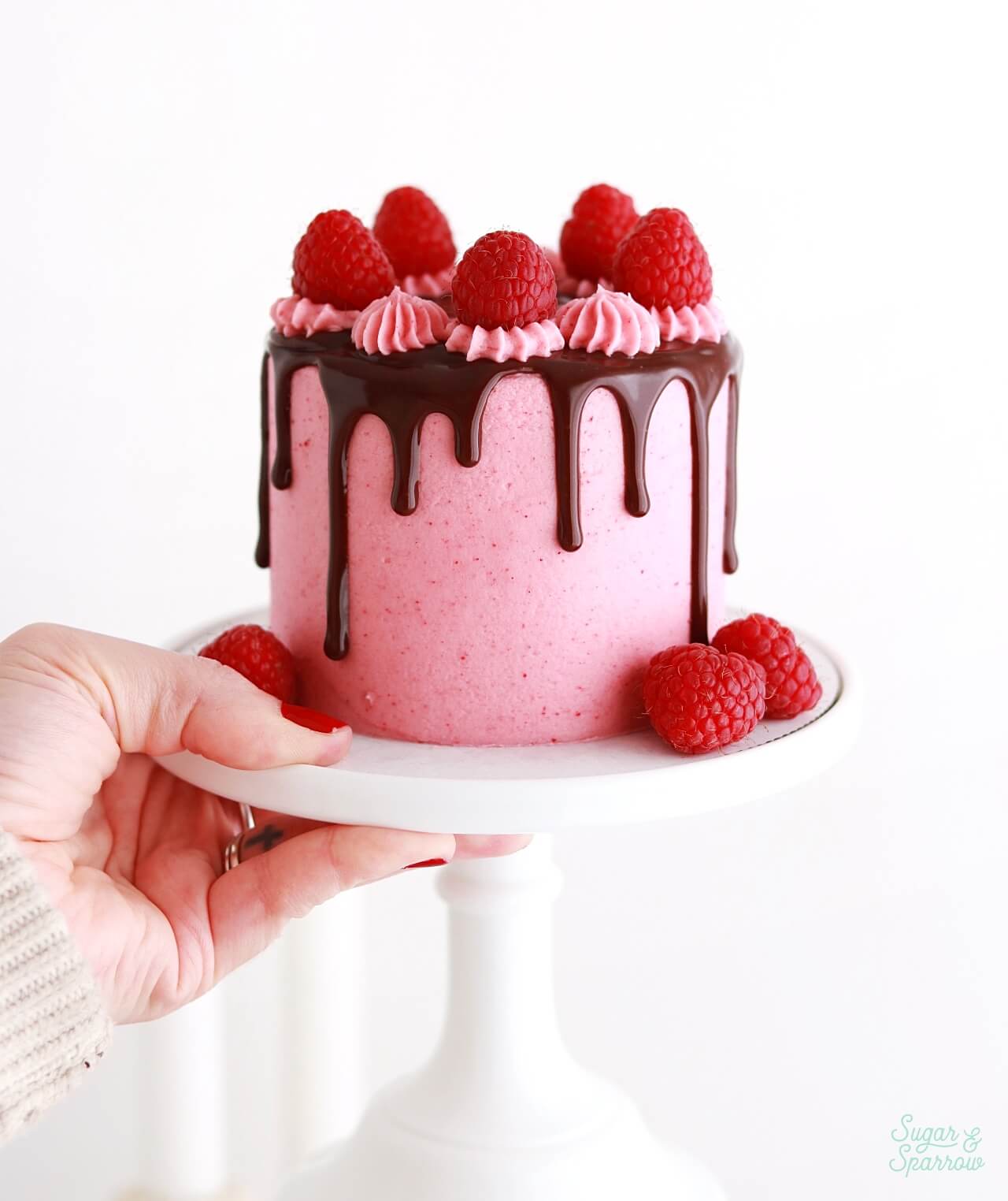 four in raspberry chocolate layer cake