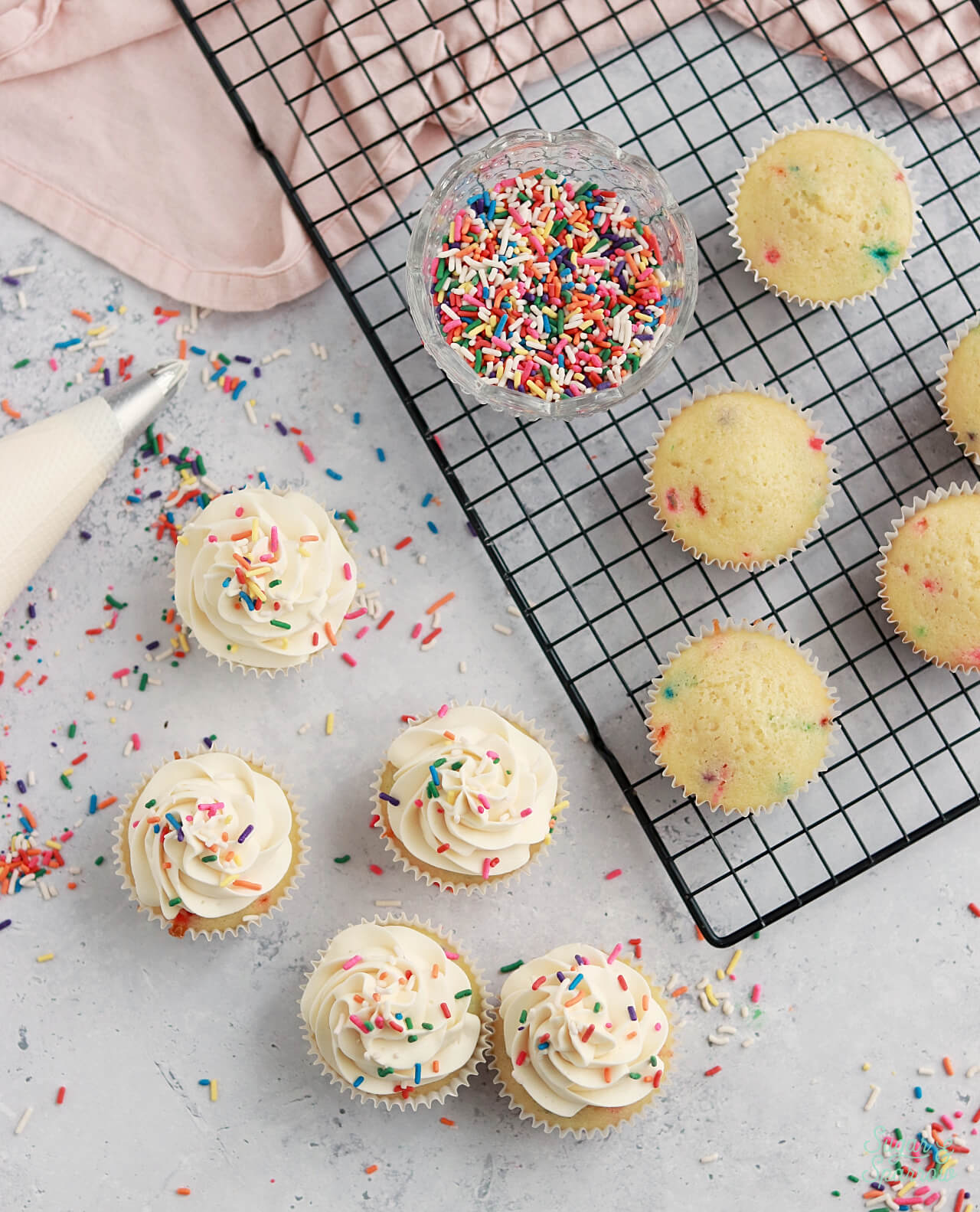 funfetti cupcakes with vanilla buttercream