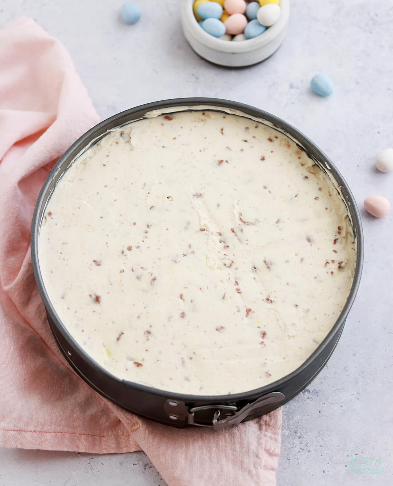 no-bake cheesecake recipe with cadbury mini eggs