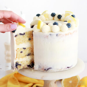 lemon blueberry layer cake recipe with lemon cream cheese frosting