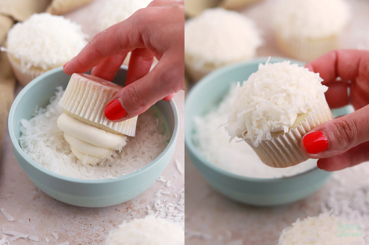 coconut cupcakes recipe with coconut topping