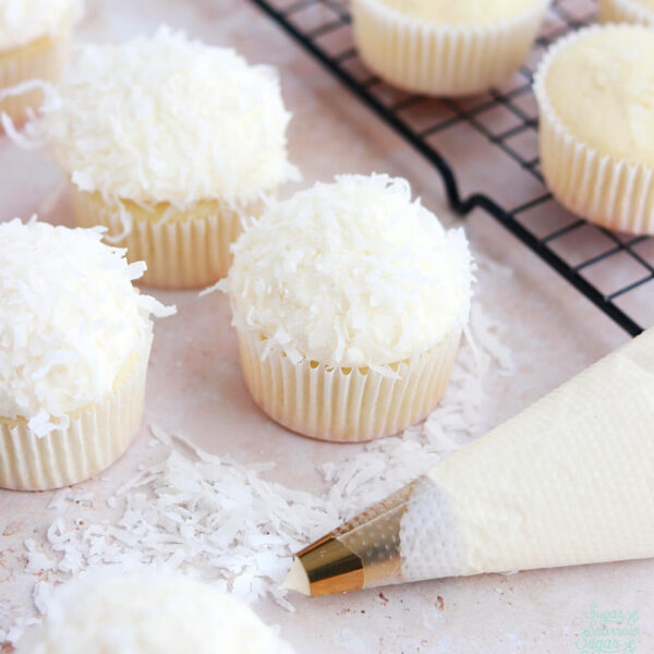 coconut cupcakes recipe by sugar and sparrow