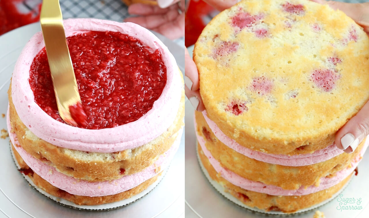 how to fill a cake with raspberry jam
