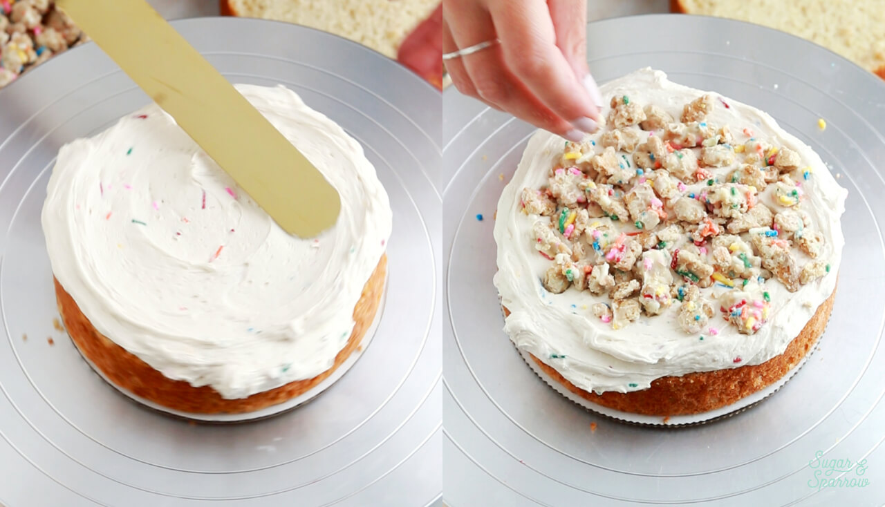 how to assemble Dunkaroos layer cake