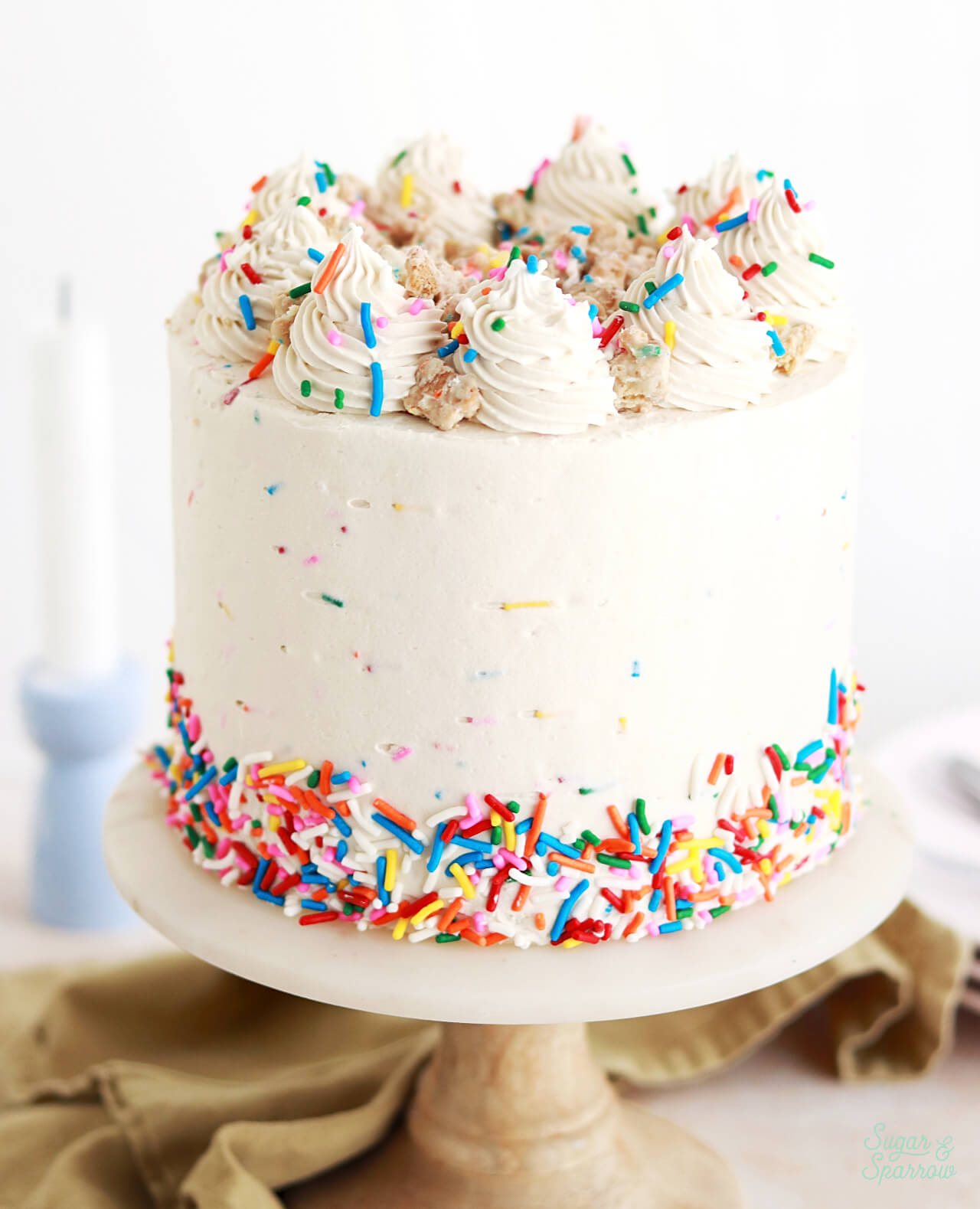 Dunkaroos cake with sprinkle frosting